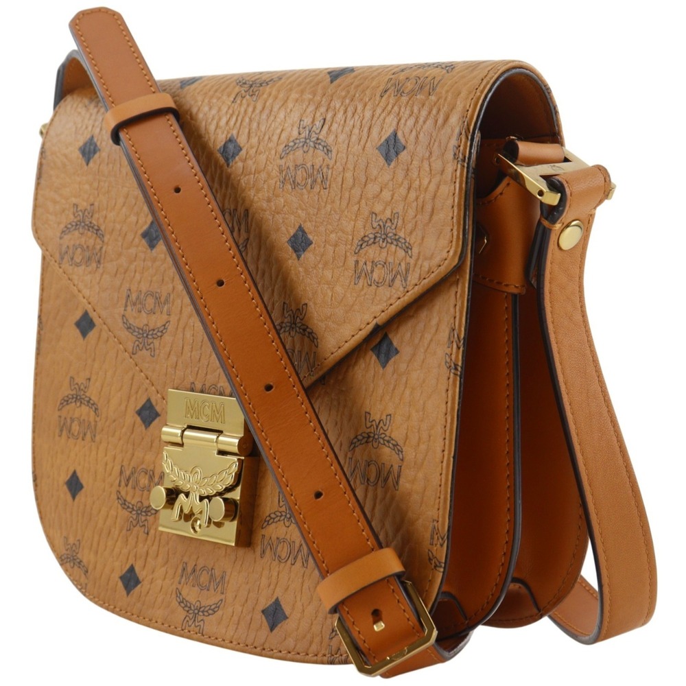 MCM Patricia Shoulder Bag, Visetos Pattern, PVC, Brown, Flap, Women's. - Picture 2 of 16